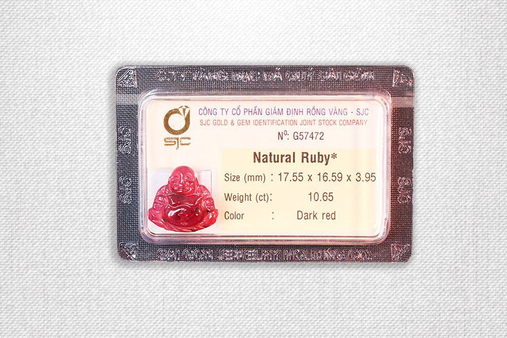 Đá phong thủy Ruby Phật Di Lặc Dark Red G57472