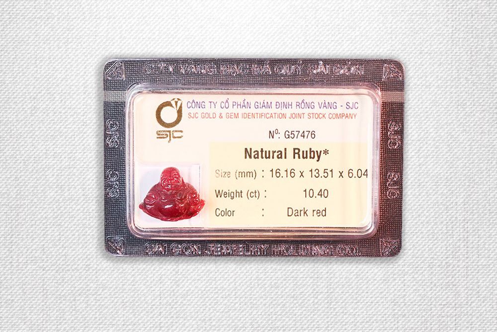 Đá phong thủy Ruby Phật Di Lặc Dark Red G57476