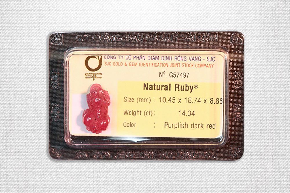 Đá phong thủy Ruby Tỳ Hưu Purplish Dark Red G57497