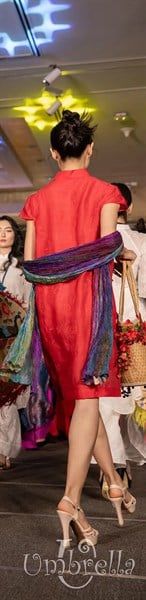 Đầm Linen cổ áo dài dáng A