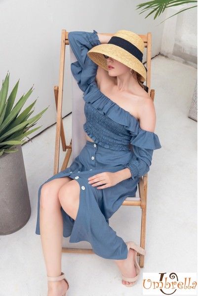 Váy dài nút trước