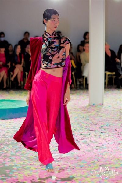Áo croptop gấm rồng