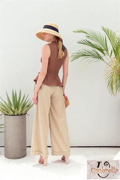 Quần Linen lai V