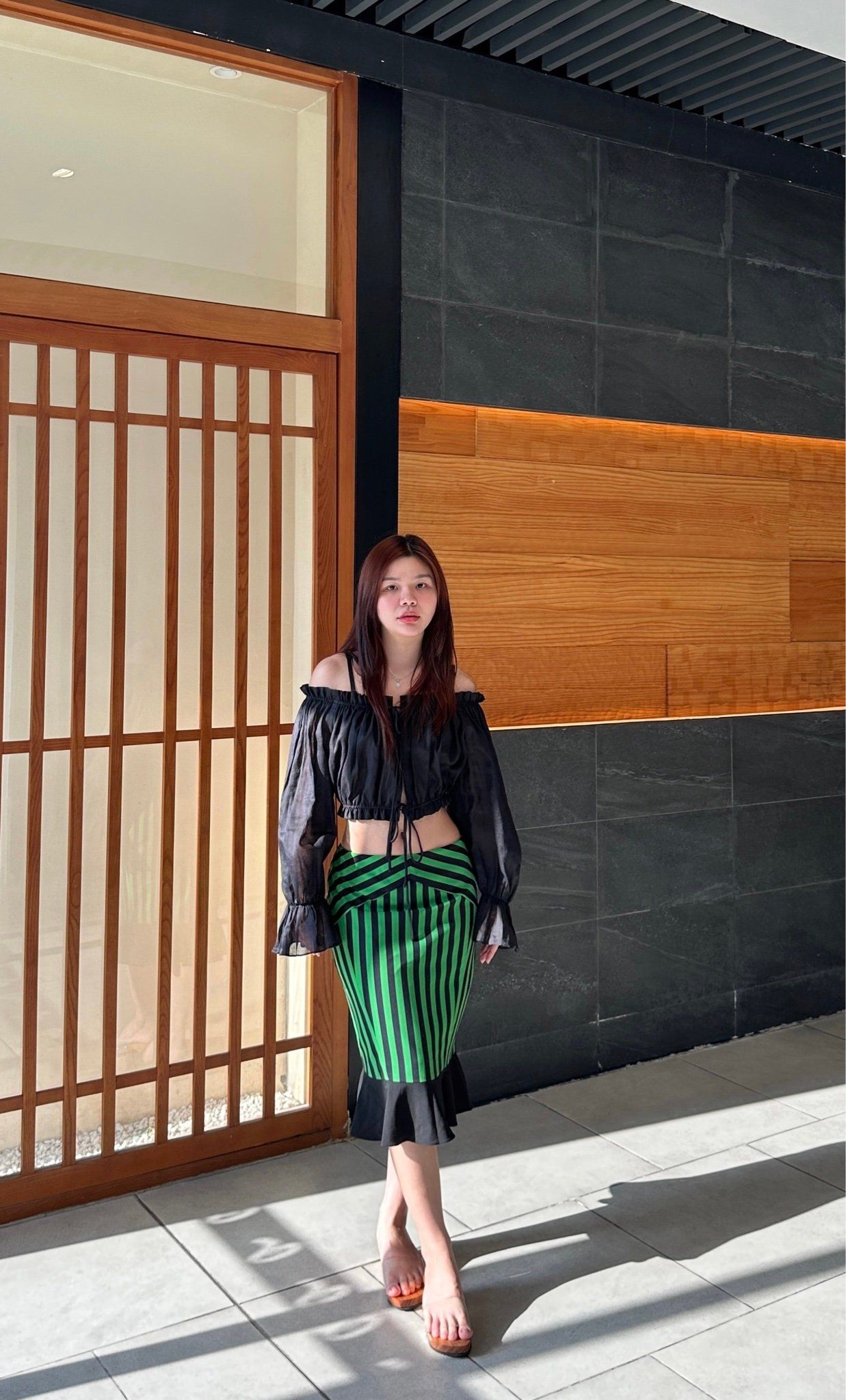 Váy bút chì bèo lai (in hoạ tiết)