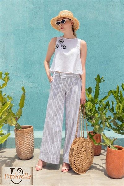 Quần Linen lai V