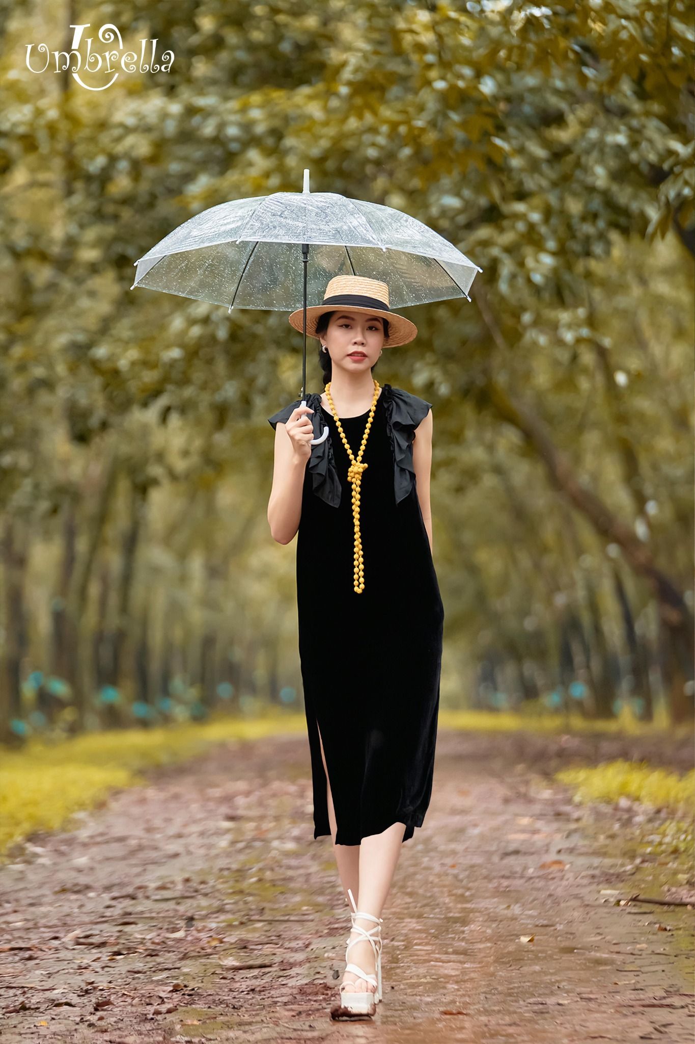 Đầm nhung bèo vai