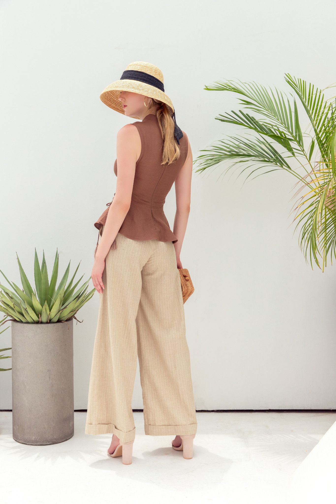 Áo Linen đan hông