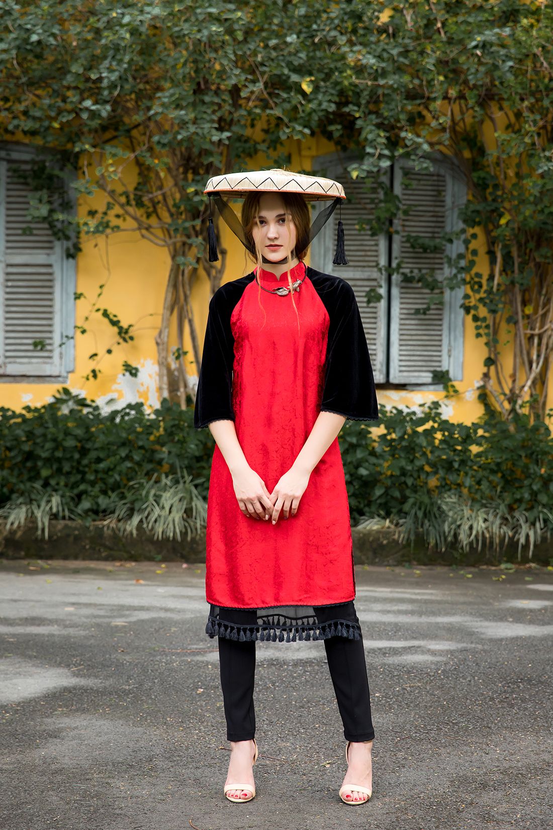 Áo dài phối tay 2 tà
