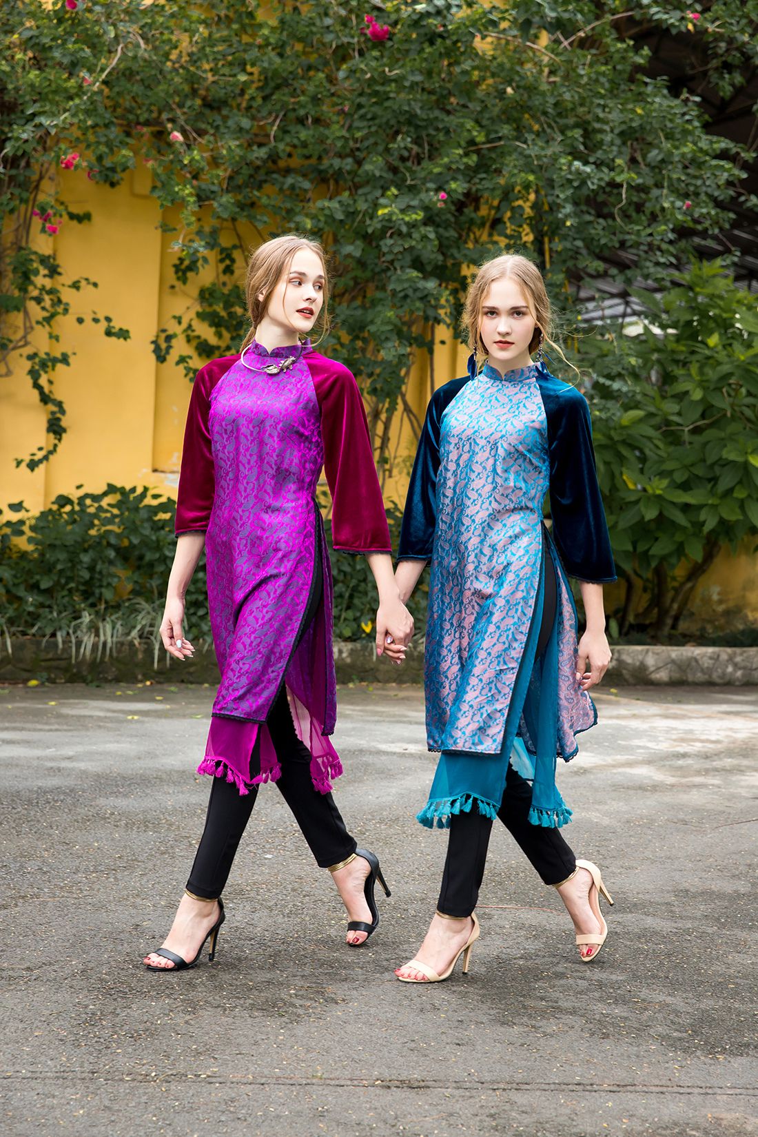 Áo dài phối tay 2 tà