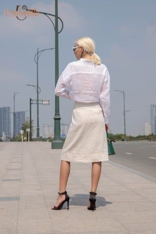 Áo Linen cổ V đắp