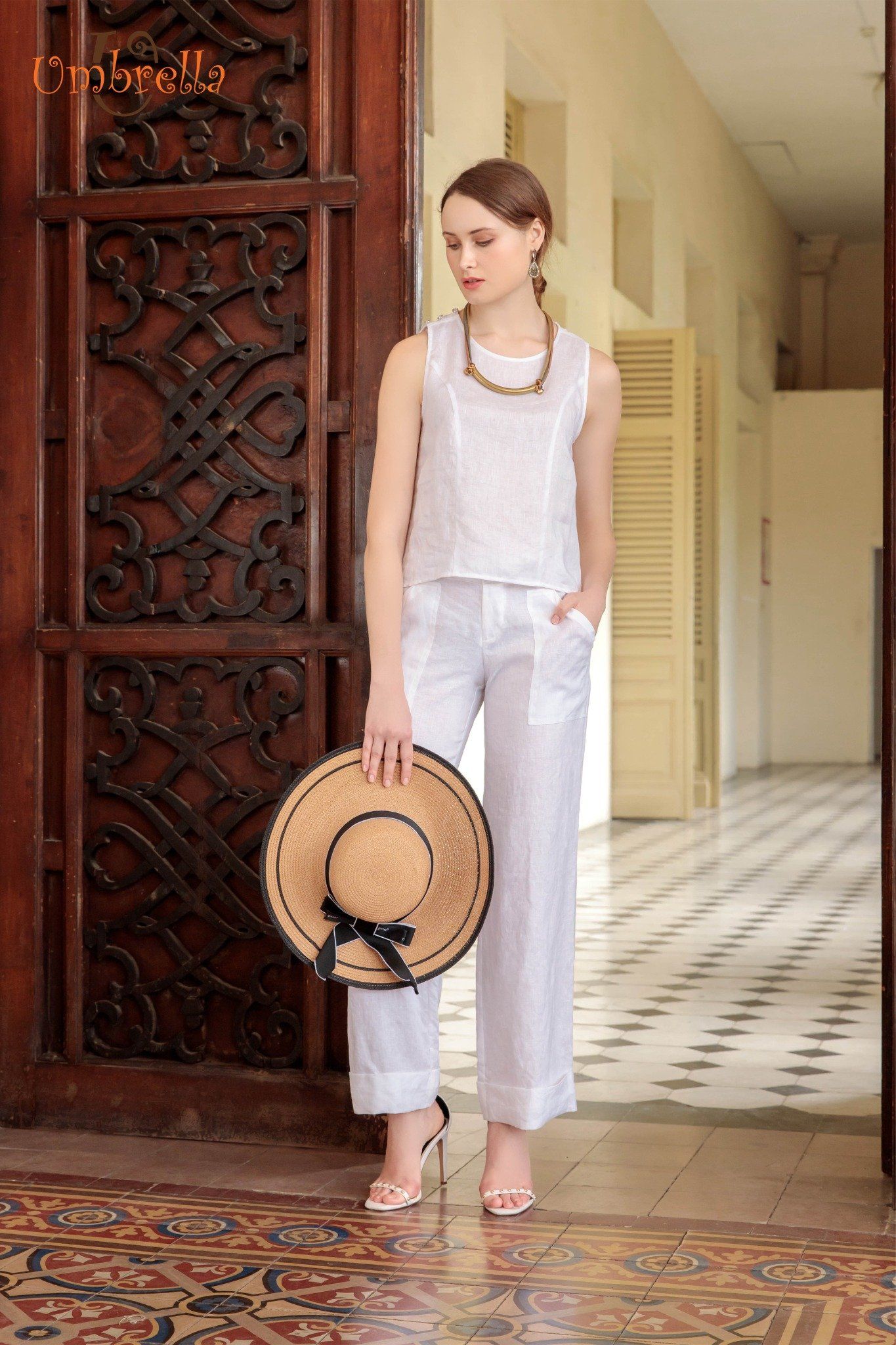Quần thắt dây ống suông lai V