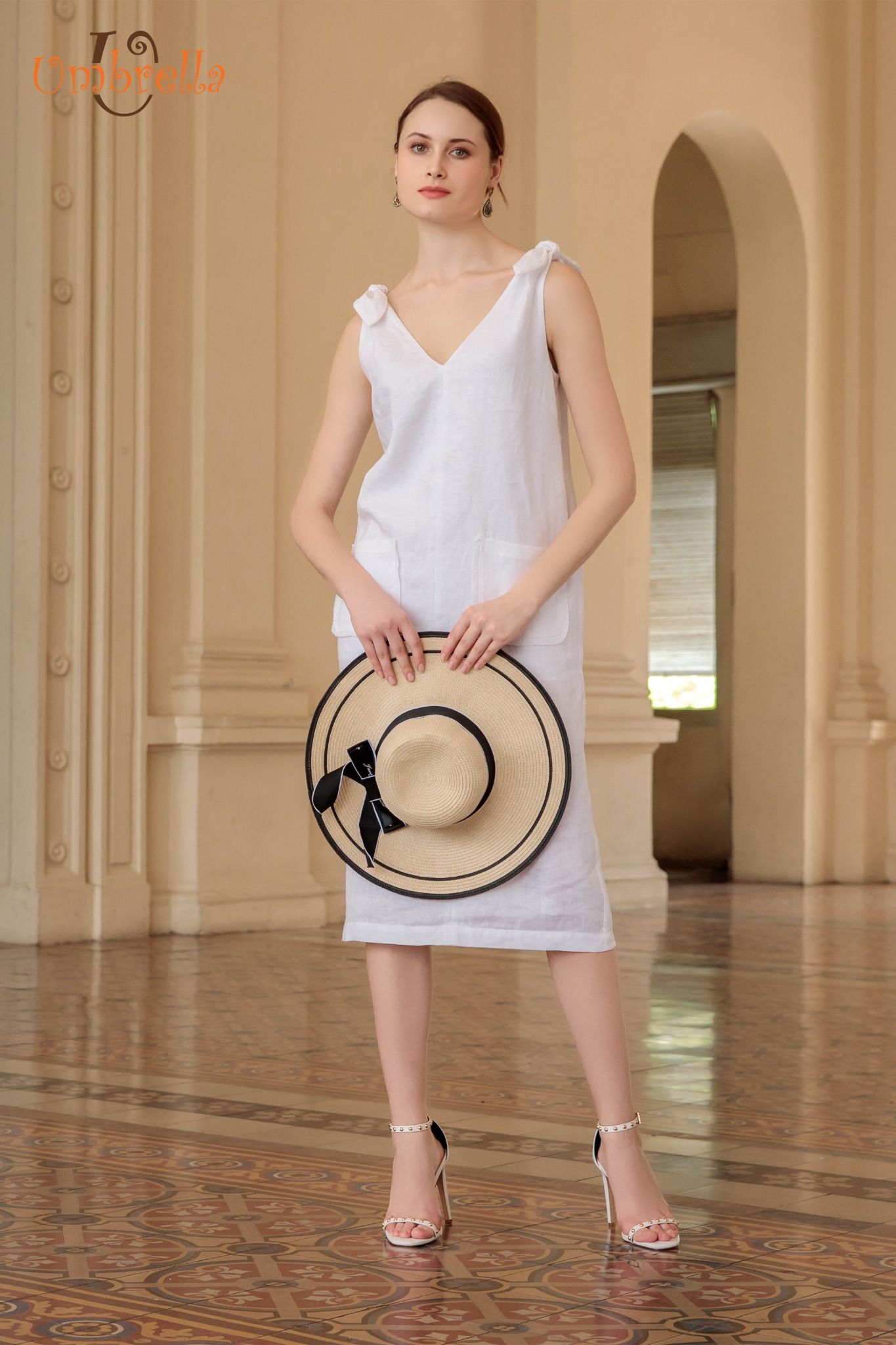 Đầm Linen 2 nơ vai