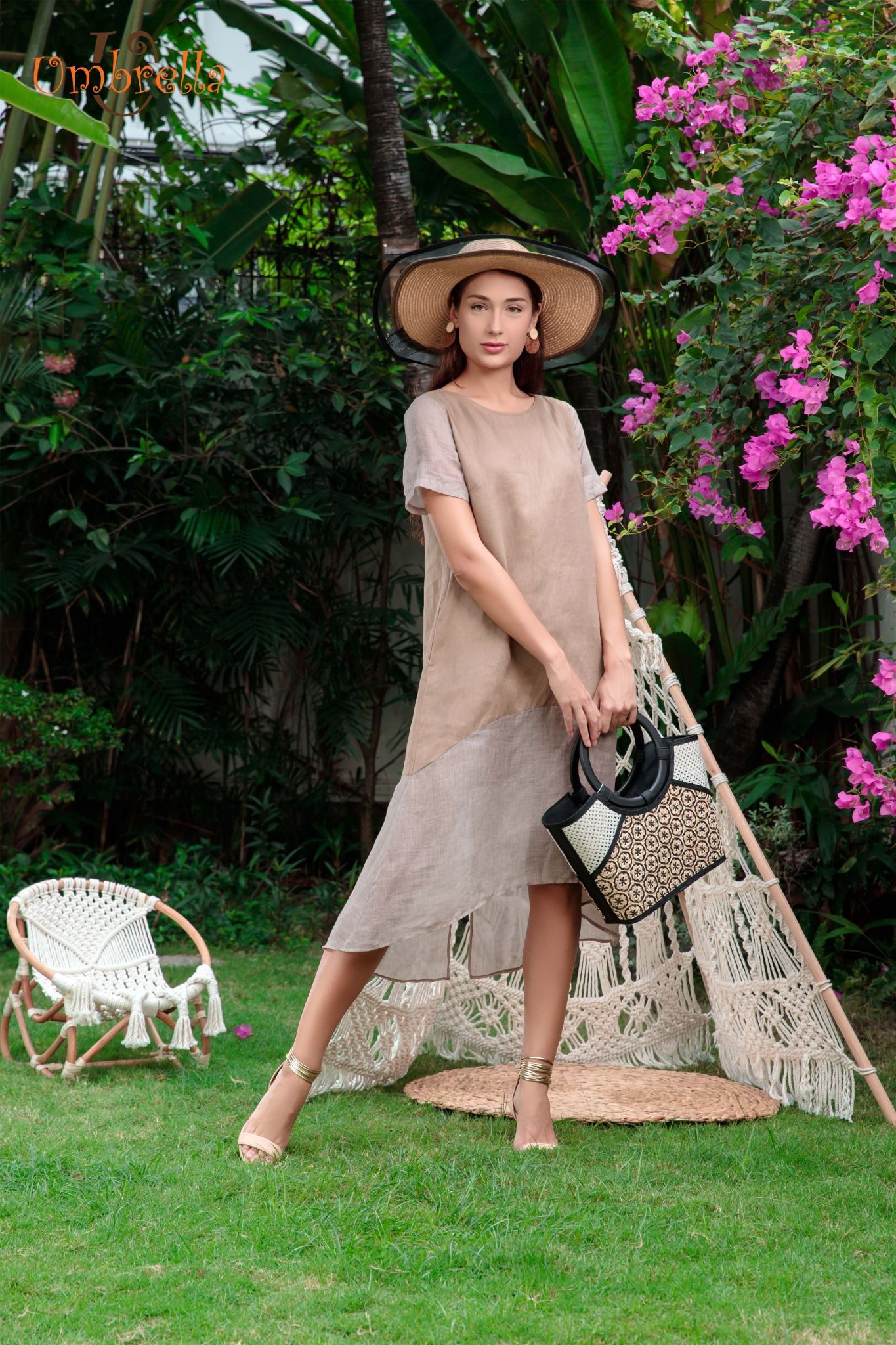 Đầm Linen ráp lai chéo phối mỏng