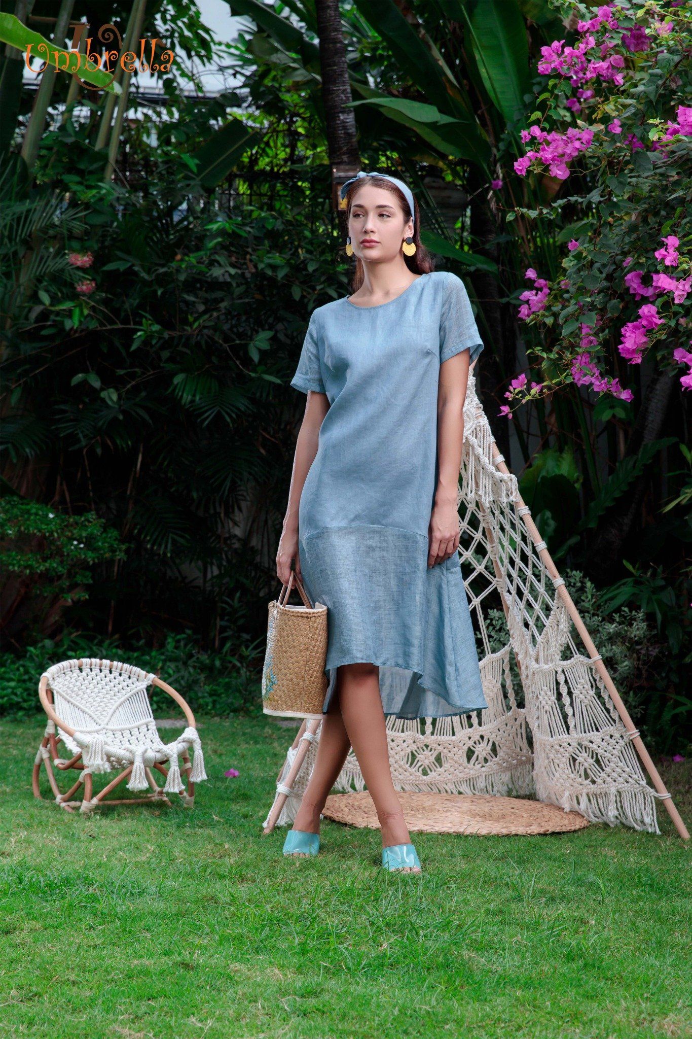 Đầm Linen ráp lai chéo phối mỏng