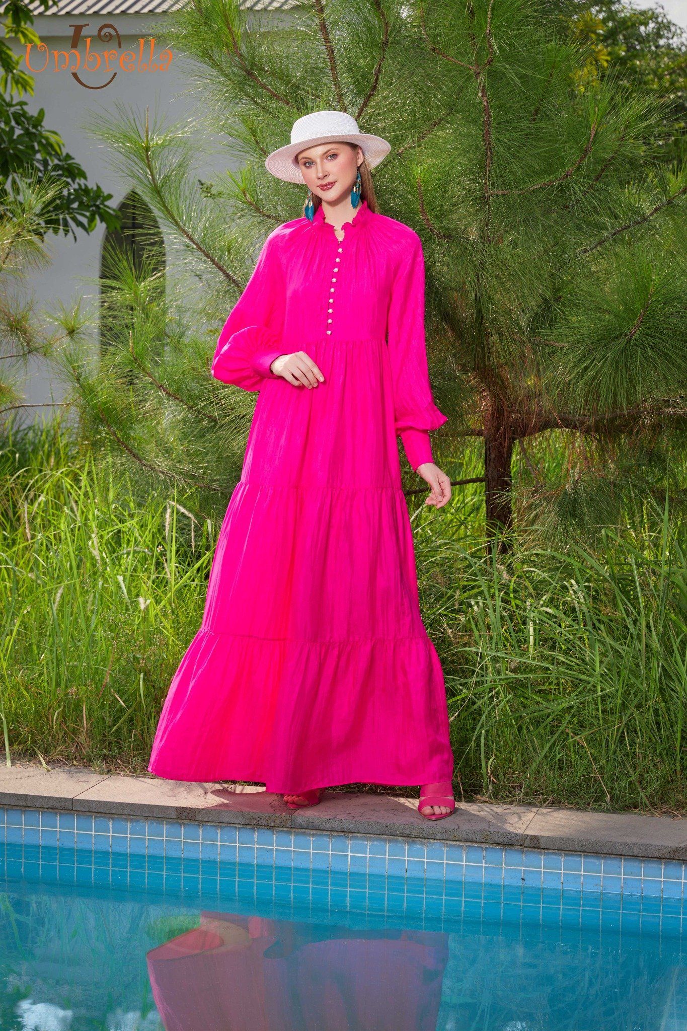 Đầm dài 3 tầng tay dài