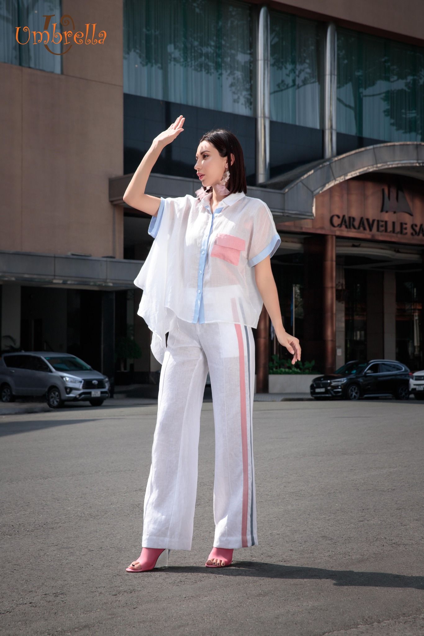 Áo Linen vuông lệch tay
