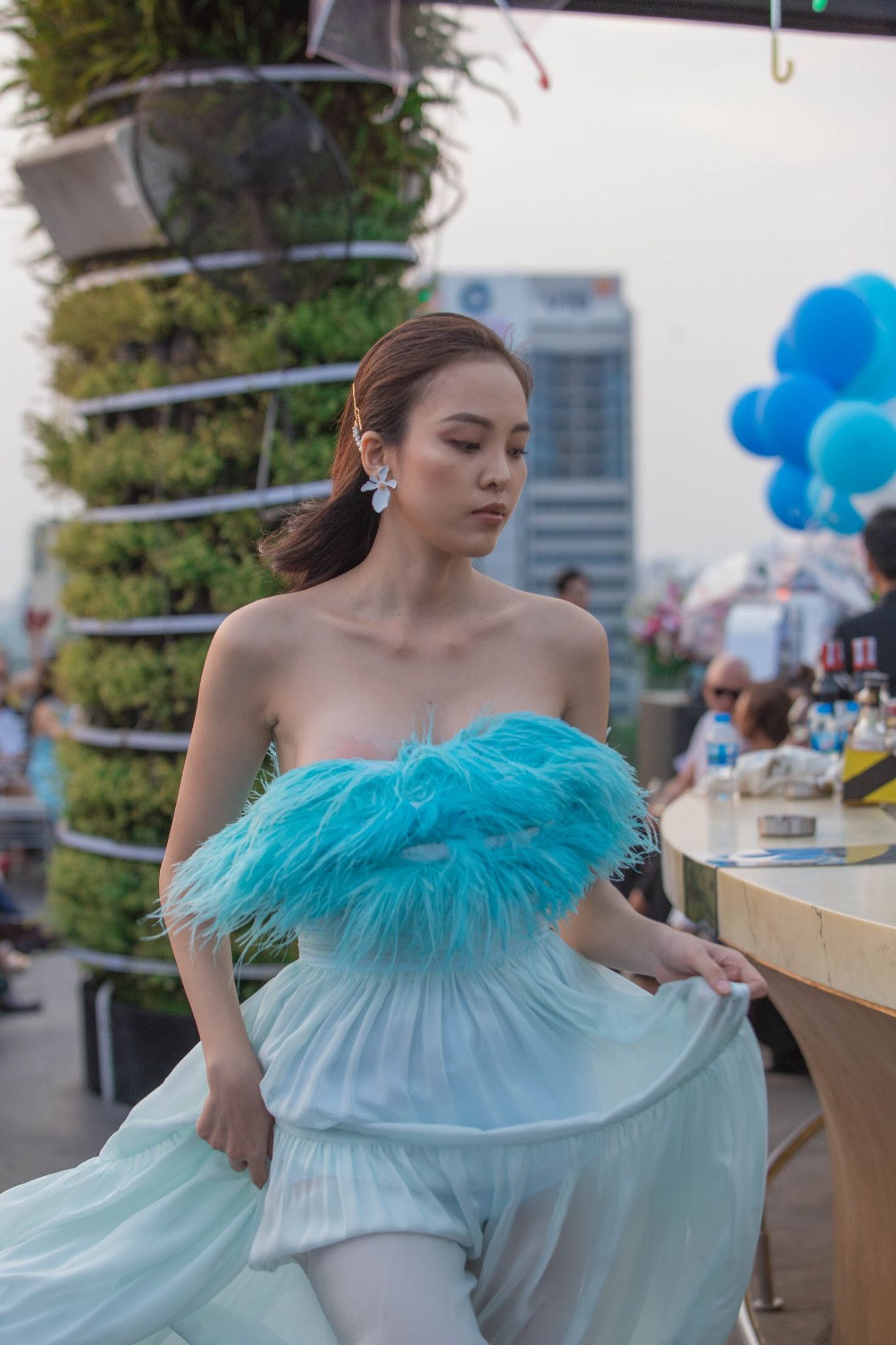 Đầm dài fur 3 tầng