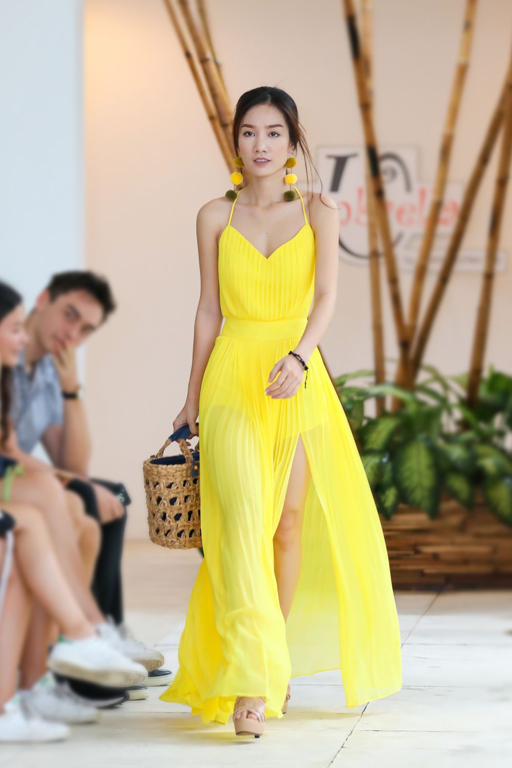 Đầm dài Chiffon xếp pli