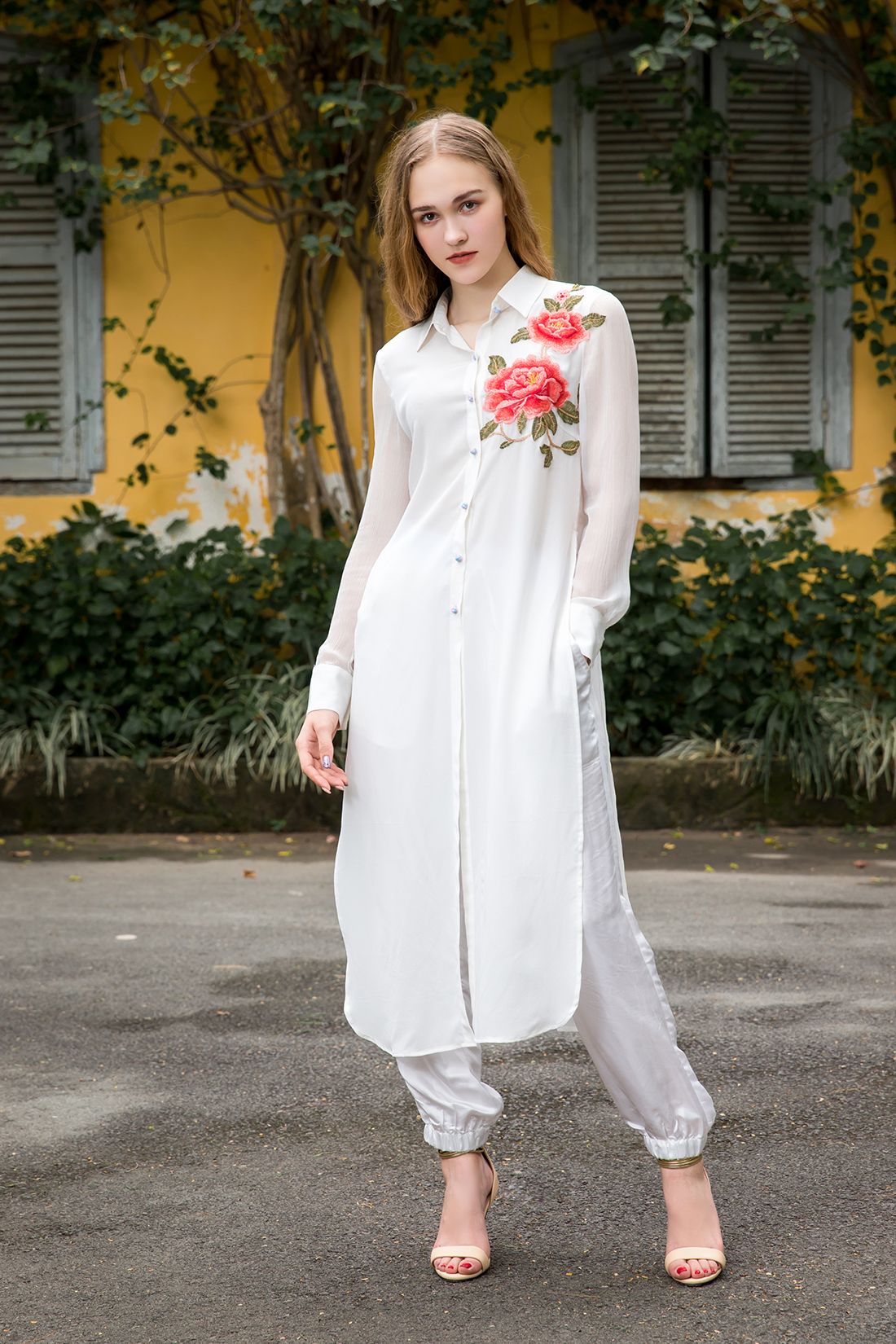Quần bo gấu lụa