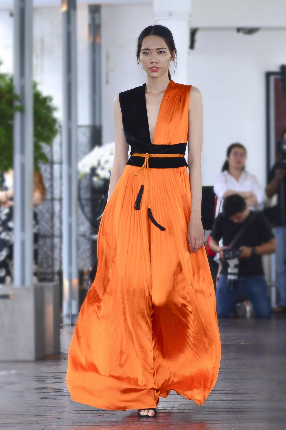 Velvet silk maxi dress