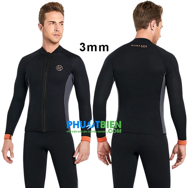 Áo lặn giữ nhiệt nam Wetsuit Dive & Sail 3mm