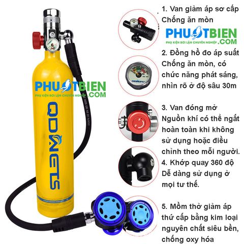  Bình Lặn Dưỡng Khí Mini 1L- BLQDW -1L-5000 Plus 