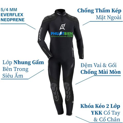  Bộ Đồ Lặn Người Nhái CR SAKURA Wetsuit 5/4mm - AL101 