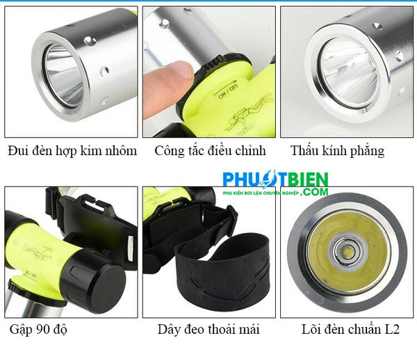 Đèn pin đội đầu dành cho thợ lặn diving headlight