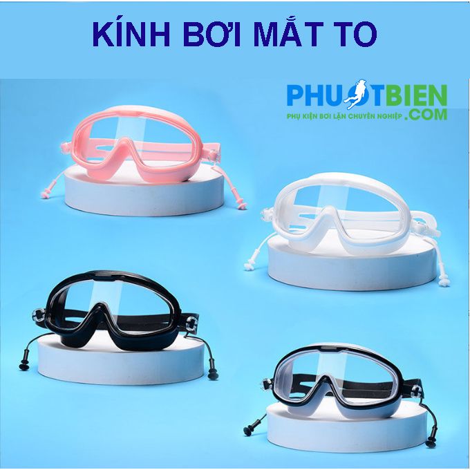 Kính Bơi Mắt To Chống Mờ Có Nút Bịt Tai