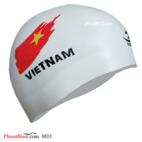  Mũ Bơi 3D Thi Đấu In Cờ Việt Nam - M03 