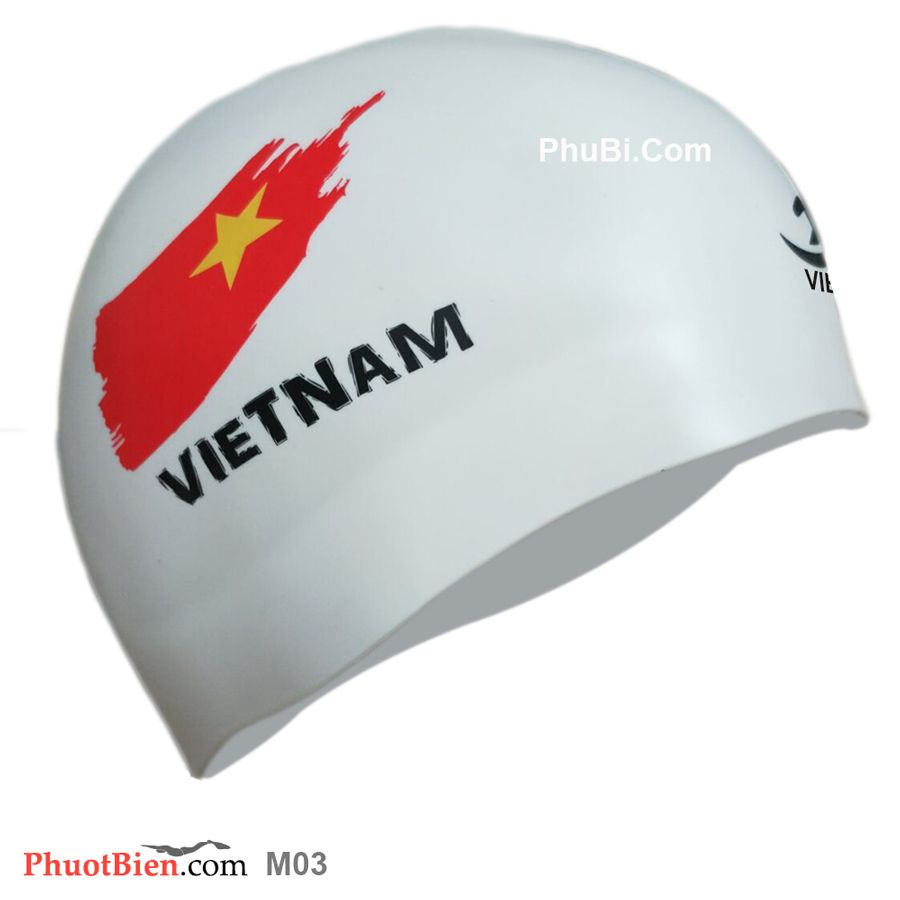 Mũ Bơi 3D Thi Đấu In Cờ Việt Nam - M03