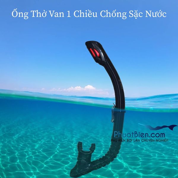 Ống thở lặn snorkeling van 1 chiều chống sặc nước