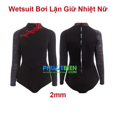  Wetsuit Bikini Bơi Lặn Giữ Nhiệt Nữ Sườn Xám 2mm 