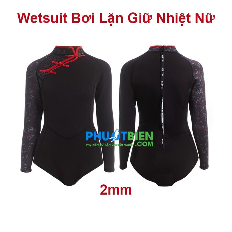 Wetsuit Bikini Bơi Lặn Giữ Nhiệt Nữ Sườn Xám 2mm