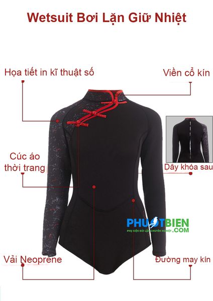 Wetsuit Bơi Lặn Giữ Nhiệt Sườn Xám