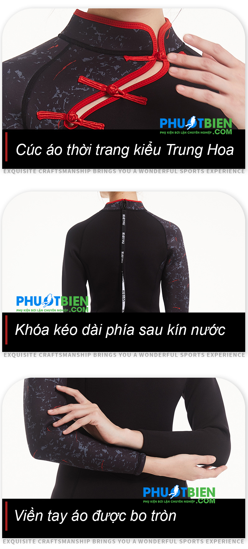 Wetsuit Bơi Lặn Giữ Nhiệt Sườn Xám