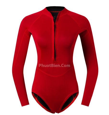  Wetsuit Bikini Bơi Lặn Giữ Nhiệt Nữ 2mm Màu Đỏ - ALN05 