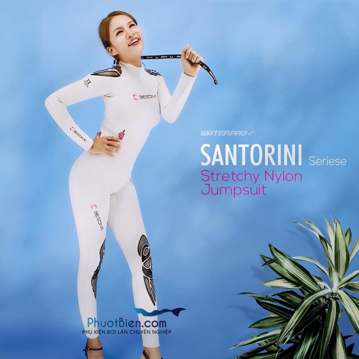 Đồ Lặn Nữ Màu Trắng Bestdive Wetsuit Phong Cách Santorini 3mm - ALN1081