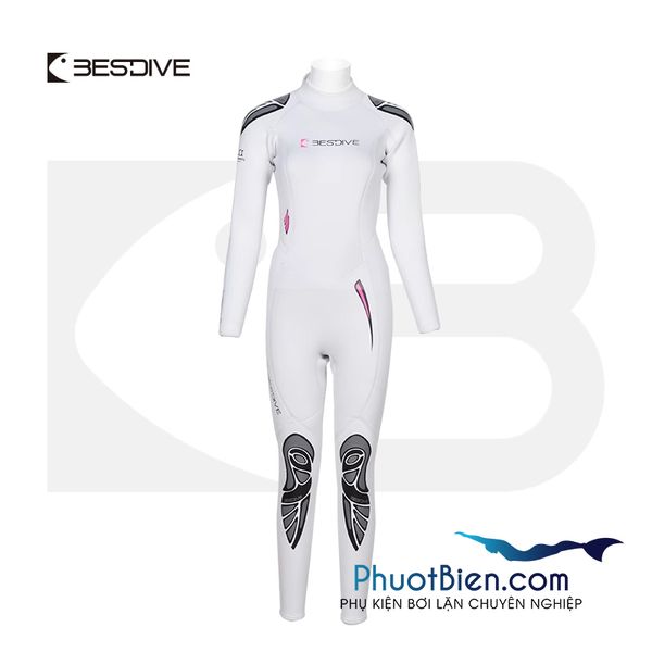 Đồ lặn nữ màu trắng Bestdive Wetsuit Santorini 3mm - ALN1081