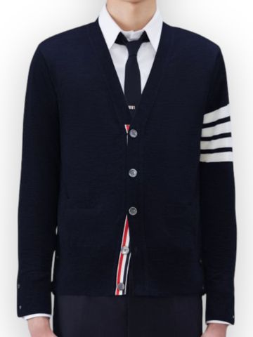 AK Thom Cardigan 4-Bar Merino - Navy