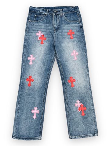 CH Leather Cross Red Pink - Blue