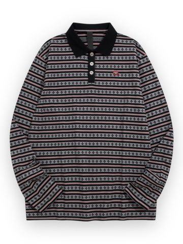 AD Polo CH Script Stripe - Black Grey