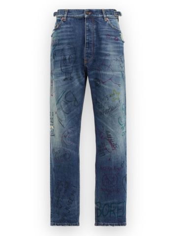 Balen Scribble Denim Pant - Blue