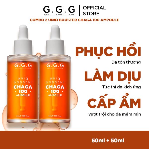  Combo 2 Booster Nấm Chaga, Tinh Chất Ampoule Cấp Ẩm Sâu Làm Dịu & Phục Hồi Da Tức Thì G.G.G Uniq Booster Chaga 50ml 