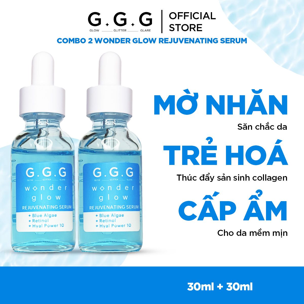 Combo 2 Tinh Chất Serum Cấp Ẩm Sâu Trẻ Hoá Da G.G.G Wonder Glow Rejuvenating Serum 30ml