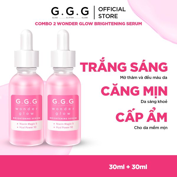  Combo 2 Tinh Chất Dưỡng Sáng, Căng bóng da 10%HA, 5% Niacinamide  G.G.G Wonder Glow Brightening Serum 30ml 