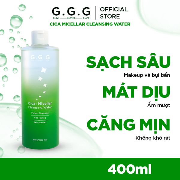  Nước tẩy trang sạch sâu, mát mịn, mượt da G.G.G Cica Micellar Cleansing Water 400ml 