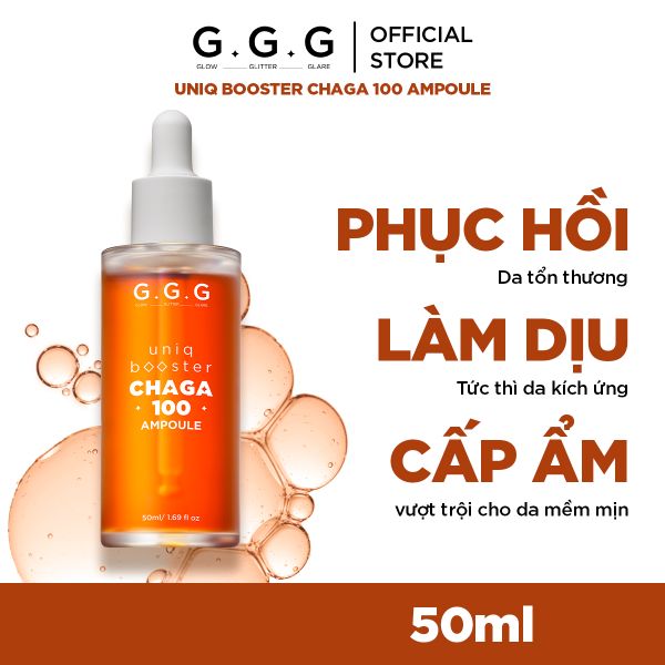  Booster Nấm Chaga, Tinh Chất Ampoule Cấp Ẩm Sâu Làm Dịu & Phục Hồi Da Tức Thì GGG Uniq Booster Chaga 50ml 