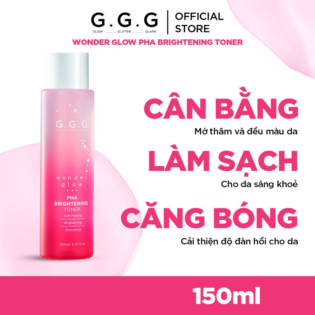 Toner PHA, Nước Cân Bằng Peel Da Dịu Nhẹ Dưỡng Sáng Da G.G.G Wonder Glow PHA Brightening Toner 150ml