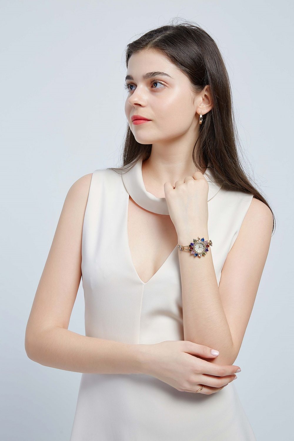 Đồng Hồ Nữ JS-021A Julius Star Mặt Hoa Đính Đá swarovski (Vàng )